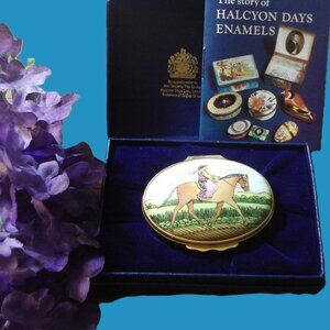 Vintage Halcyon Days, Tiffany and Co., Equestrian, Horse, Trinket Box, Booklet